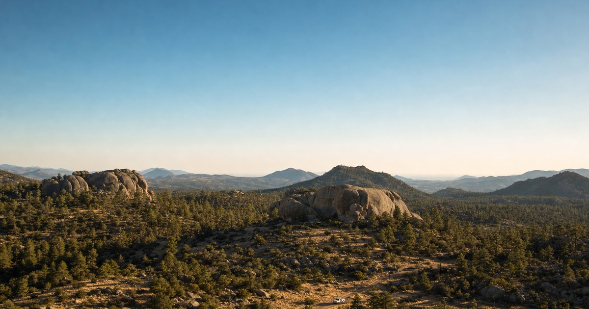 Ponderosa pine forest and granite outcrops in the Prescott area